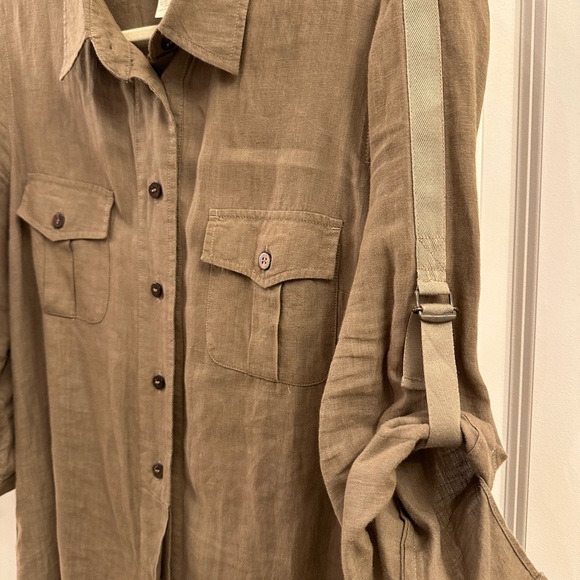 MaxMara Weekend Linen Taupe Button Down Dress - Size 12 - Picture 2 of 4